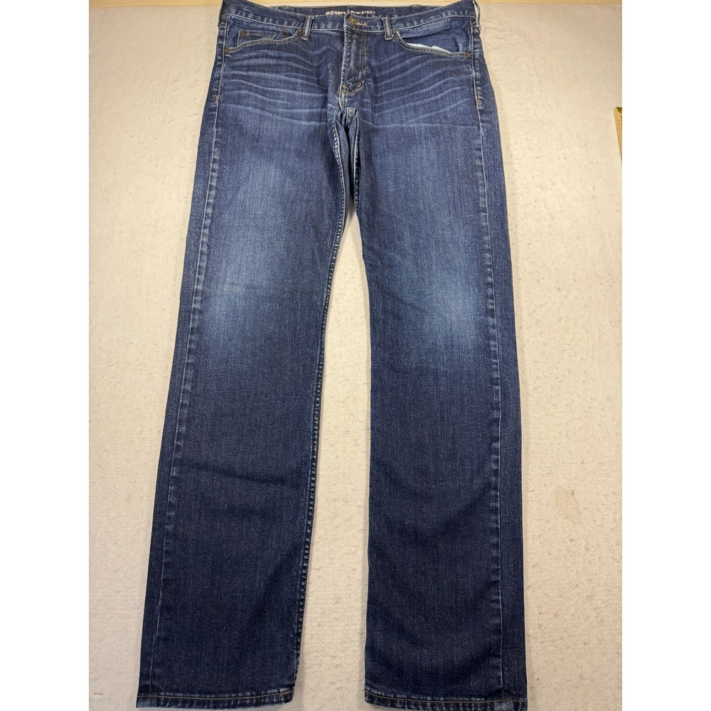 Old Navy Slim Etroit Jeans Men 36x36 Blue Denim Cotton Stretch Mid Rise Straight